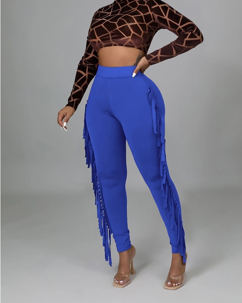 Naisten Housut Sukkahousut Mukavat leggingsit Katutyyli Vapaa-aika Täyspitkä Luonnollinen Tavallinen Tupsu Joustava vyötärö Mukava Pyhäpäivä Arki-asut Viikonloppu purppura Musta Valkoinen Armeijan 2025 - $24.99 –P12