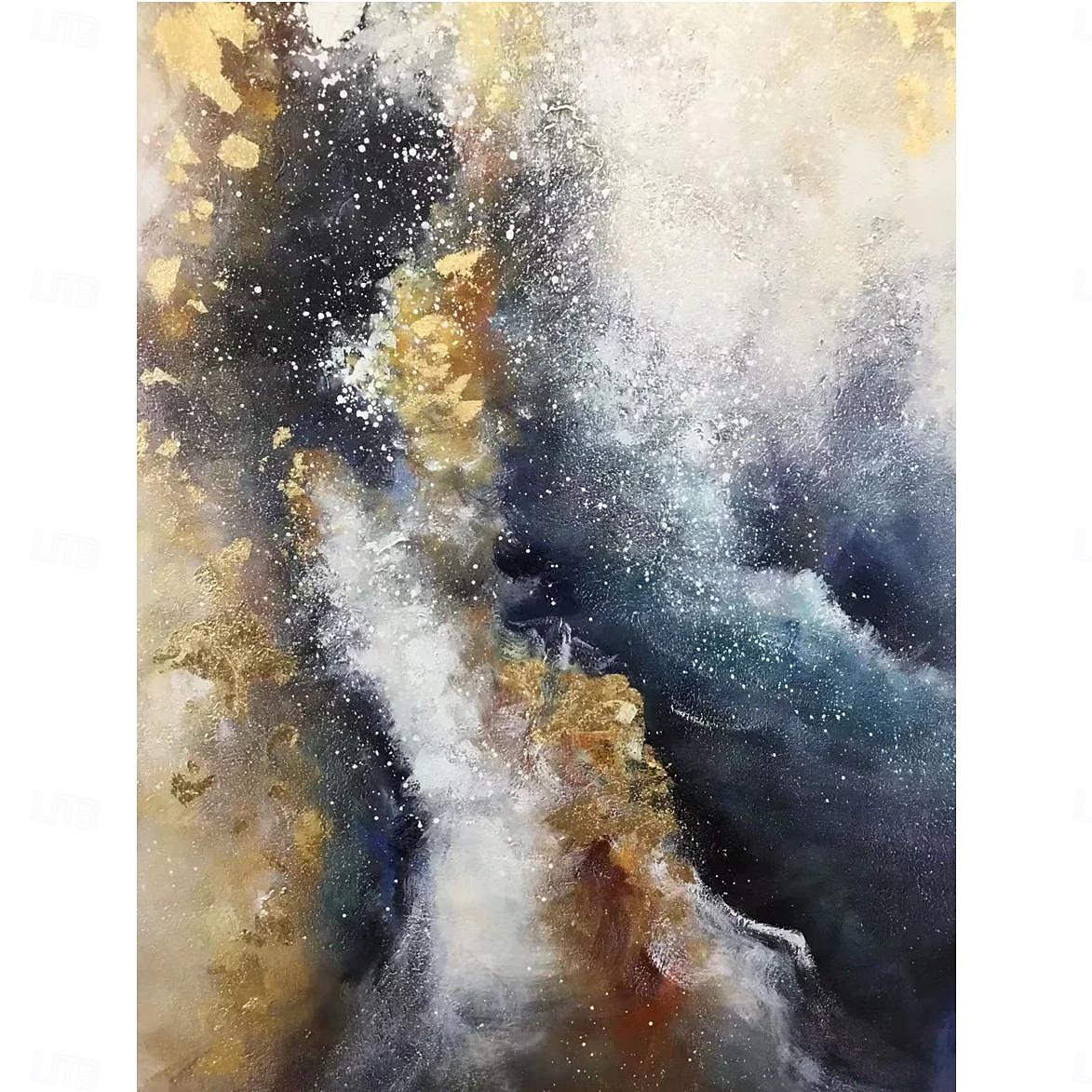 Peinture à l'huile sur toile décorative en feuille d'or, tableau abstrait moderne, tableau mural pour salon, affiches et impressions de 2025 ? $38.99 –P6