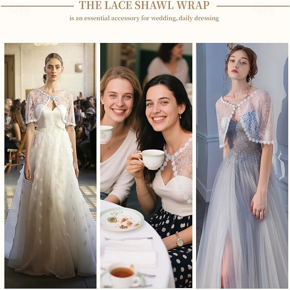 элегантная кружевная шаль для женщин, цветочные кружевные шали и палантины для свадеб, гостей, невест, подружек невесты 2026 - $16.49 –P6