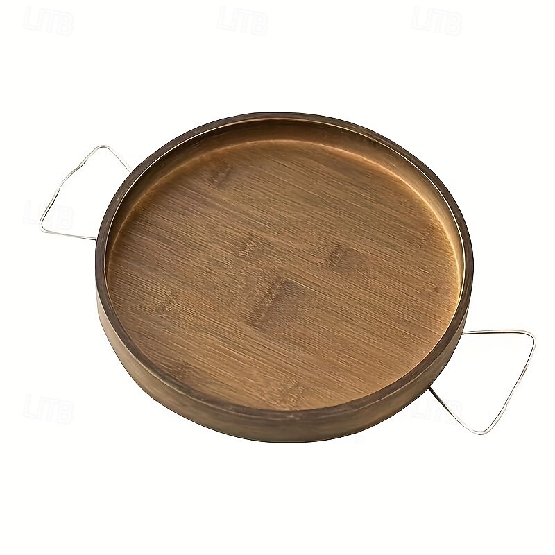 Mesa de apoio para sofá de bambu art déco, mesa lateral dobrável portátil com encaixe, estrutura de metal, sem necessidade de eletricidade, prateleira de bebidas de bambu marrom para sofá e mesas de de 2025 por $37.99 –P9