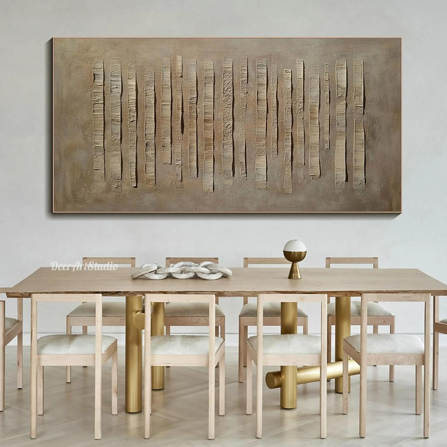 Stort 3D-teksturert abstrakt maleri moderne minimalistisk kunstverk nøytral jordfarget lerretskunst organisk geometrisk veggkunst stuedekor 2026 - $63.99 –P4
