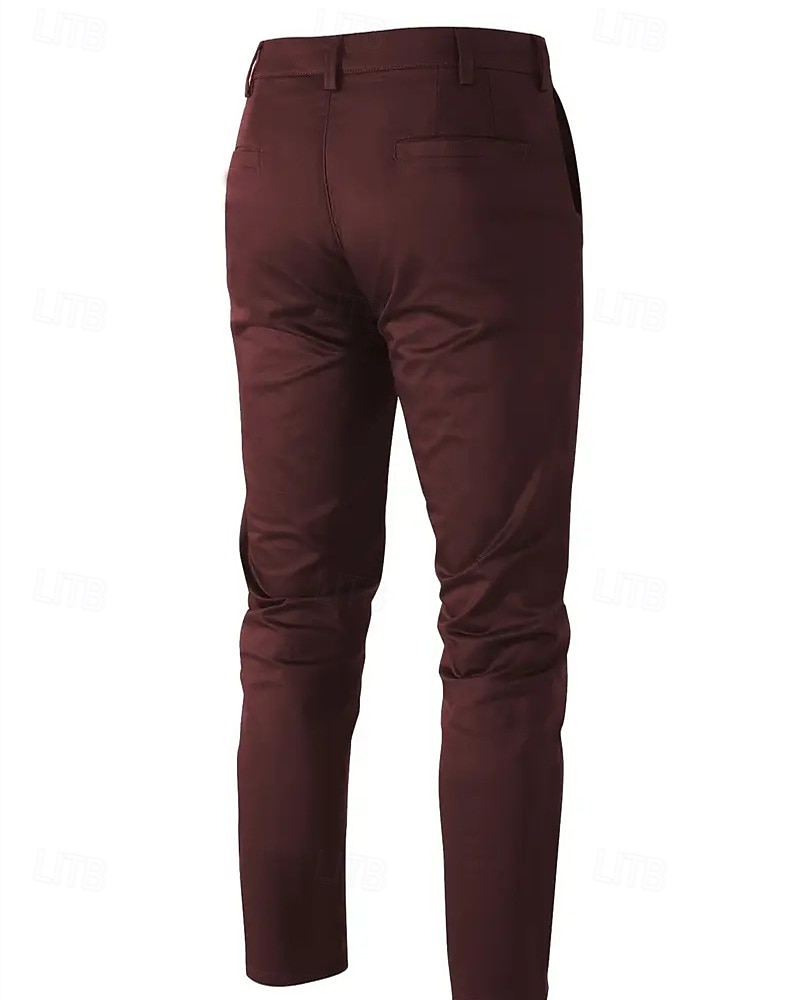 Per uomo Pantaloni Chinos Pantaloni plissettati Tasca Bottoni Semplice Comodità Formale Feste Lavoro Moda Stile Classico Nero Vino Micro-elastico del 2025 a $26.99 –P14