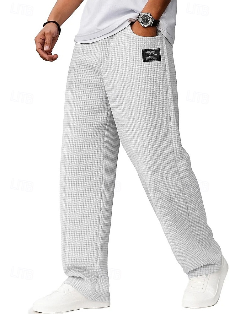 Pánské Tepláky Kalhoty Vaflové kalhoty Šňůrky Kapsy Elastický pas Bez vzoru Pohodlné Denní Outdoorové sporty Módní Na běžné nošení Tmavěhnědá Černá Lehce elastické 2026 - $25.99 –P11