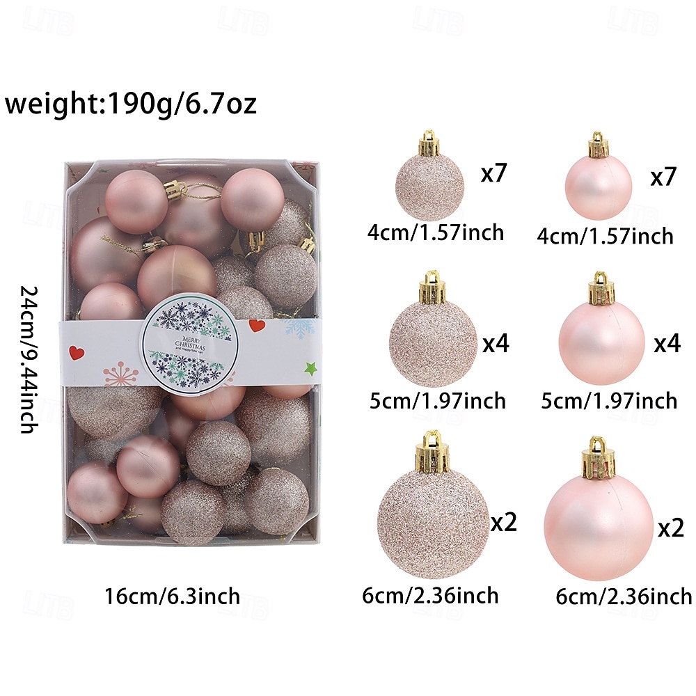 26 db-os karácsonyfa gömbdíszek, törésálló, függő dekorációs készlet karácsonyfára 4cm 5cm 6cm vegyes méretű színes ünnepi partidekoráció 2025 - $14.49 –P6