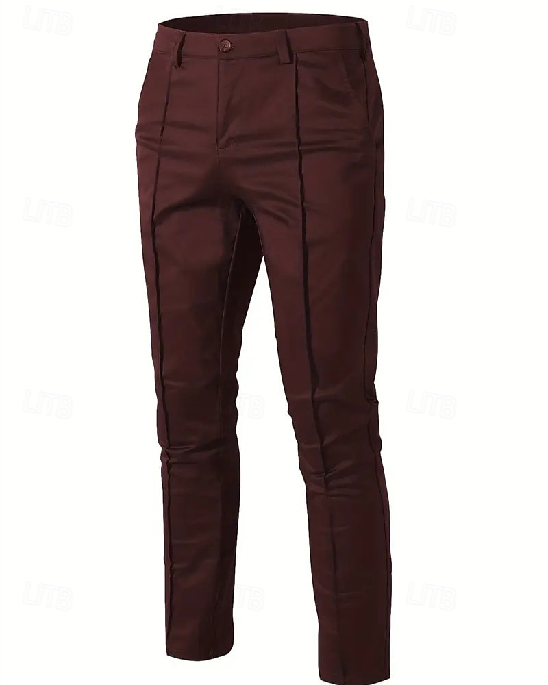 Per uomo Pantaloni Chinos Pantaloni plissettati Tasca Bottoni Semplice Comodità Formale Feste Lavoro Moda Stile Classico Nero Vino Micro-elastico del 2025 a $26.99 –P13