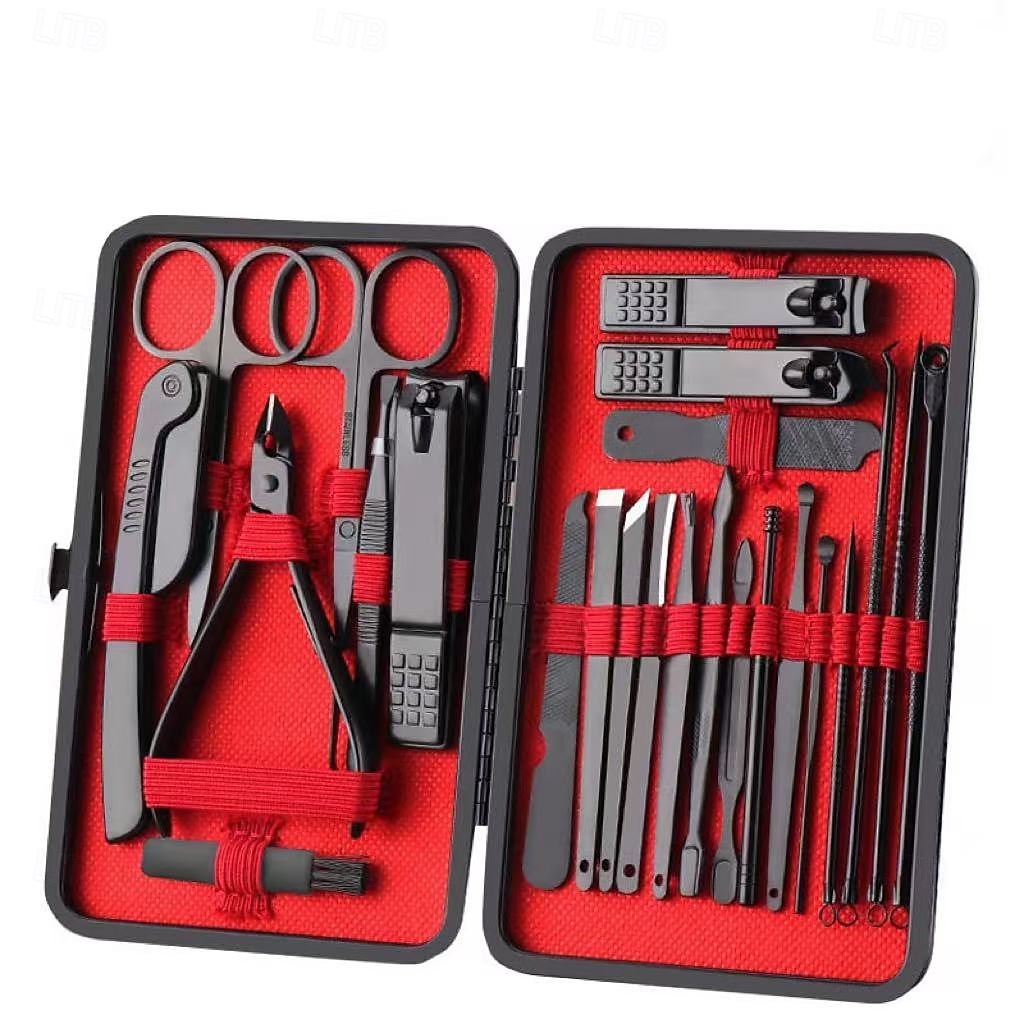 Sada 24 nástrojů pro manikúru a pedikúru z nerezové oceli, odolná proti stříkající vodě, ultra ostrá a odolná proti korozi, s kleštičkami na nehty, pinzetou, žiletkou na obočí, pilníkem na nohy, 2026 - $19.99 –P6