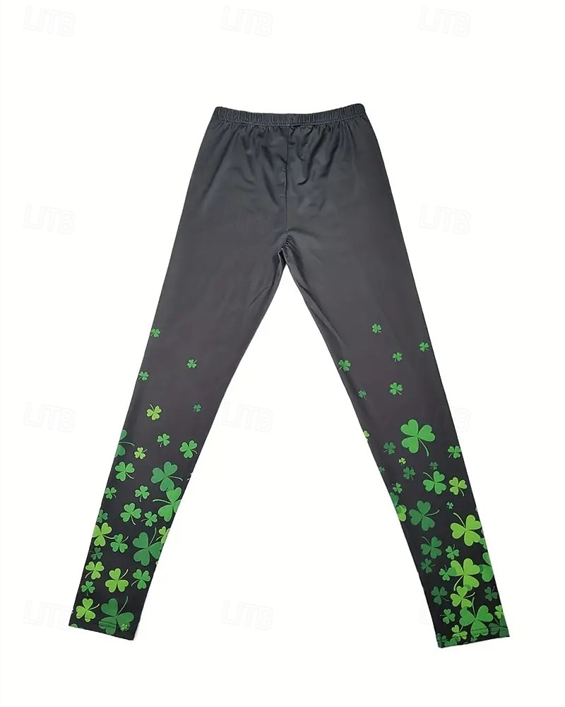 Mulheres Calças Leggings Leggings aconchegantes Roupa de rua Casual Comprimento total Cintura Alta Clover Cintura elástica Imprimir Respirabilidade Confortável Com Stretch Férias Rua Roupa Diária de 2026 por $19.99 –P2