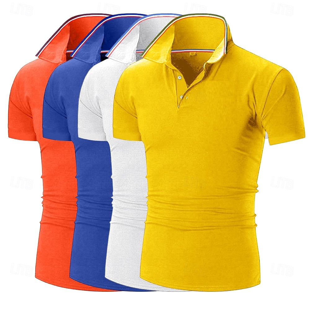 Pánské Golfová košile Polokošile Pique Obchod Ležérní Žebrovaný polo límec Krátký rukáv Módní Základní Pevná barva Knoflíky Vícebalení Léto Jaro & podzim Celý rok Slim 1# 2# 3# 4# 5# 6# Golfová košile 2025 - $41.99 –P13