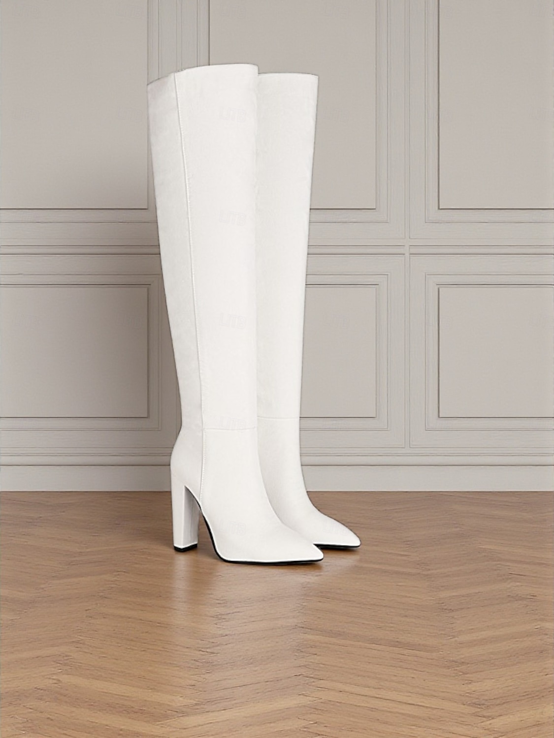 Botas femininas acima do joelho com design desleixado e saltos altos, estilo casual urbano para o dia a dia, perfeitas para roupas urbanas femininas e roupas descontraídas de 2025 por $79.99 –P6