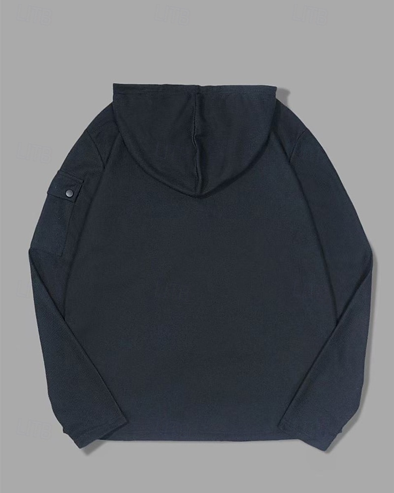 Men's Hoodie Button Up Hoodie Black White Army Green Navy Blue Khaki Hooded Plain Drawstring Sports & Outdoor Daily Holiday Polyester Streetwear Basic Casual Spring Fall Clothing Apparel Hoodies 2025 - $19.99 –P8