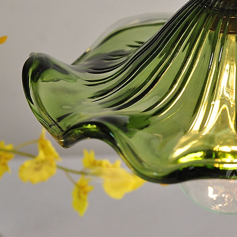 Simple Lotus Leaf Ceiling Light for Restaurant Entryway Aisle Vintage Brass Glass Led Hanging Lamps 2025 - $60.99 –P3