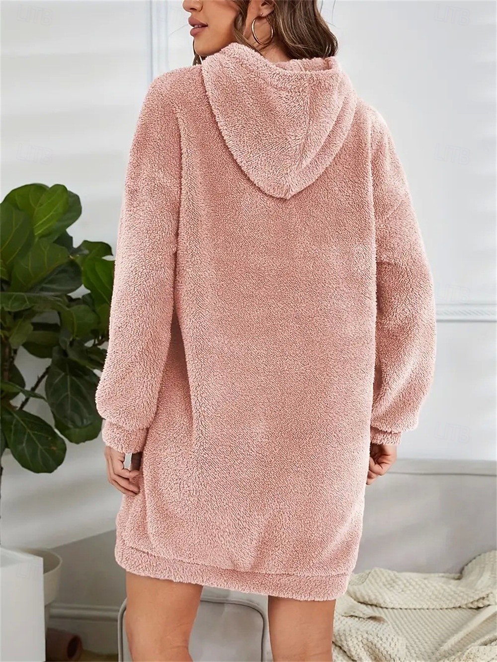 Sukienka dresowa damska hoodie mini sukienka sukienka ołówkowa wakacje casual boho na co dzień sportowa wychodząca luźny krój gładki długi rękaw z kapturem różowy czerwony niebieski szary wiosna 2026 - $31.99 –P5