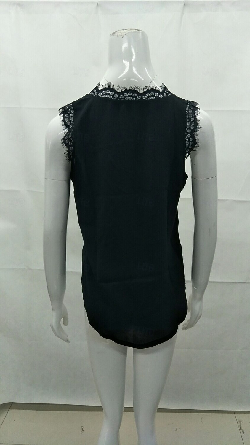 Femmes Hauts d'été Uni Élégant Sans manches Col en V Hauts Réguliers Noir Blanche Rose Claire Bleu Ciel Abricot Été de 2025 ? $15.99 –P2