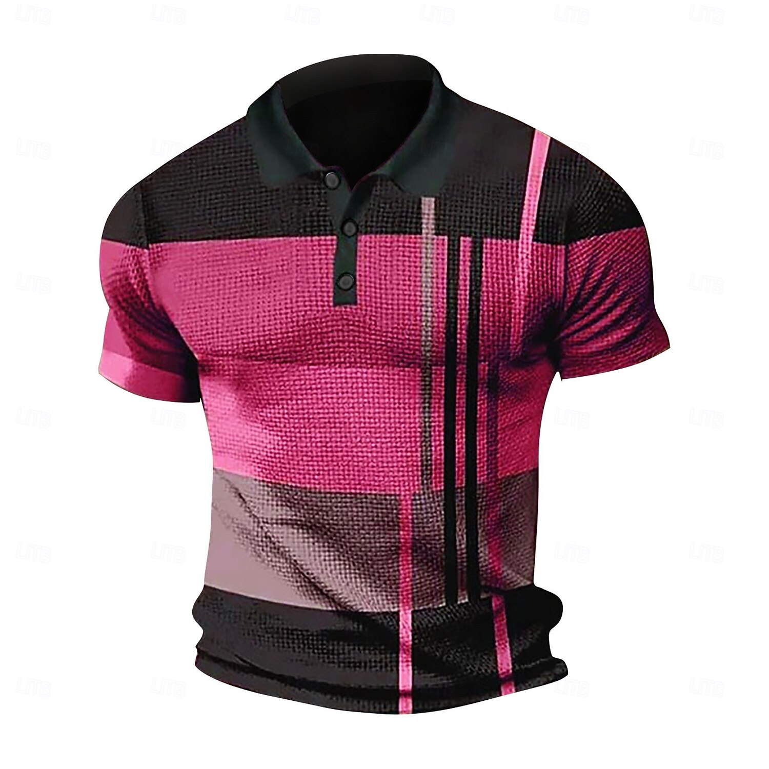 Homme Polo gaufré Tee Shirt Golf Casual Rendez-vous Revers Manches courtes Mode Plaid / Rayé / Chevron Imprimer Eté Dry-Fit Jaune Rose Claire Rouge Bleu Violet Claire Orange Polo gaufré de 2025 ? $18.99 –P7
