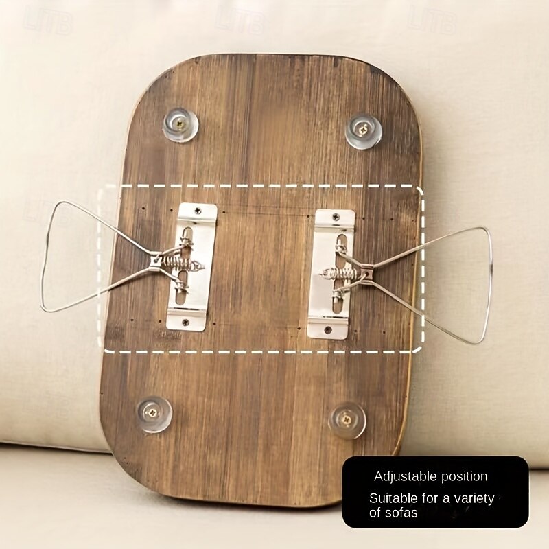 Mesa de apoio para sofá de bambu art déco, mesa lateral dobrável portátil com encaixe, estrutura de metal, sem necessidade de eletricidade, prateleira de bebidas de bambu marrom para sofá e mesas de de 2025 por $37.99 –P5