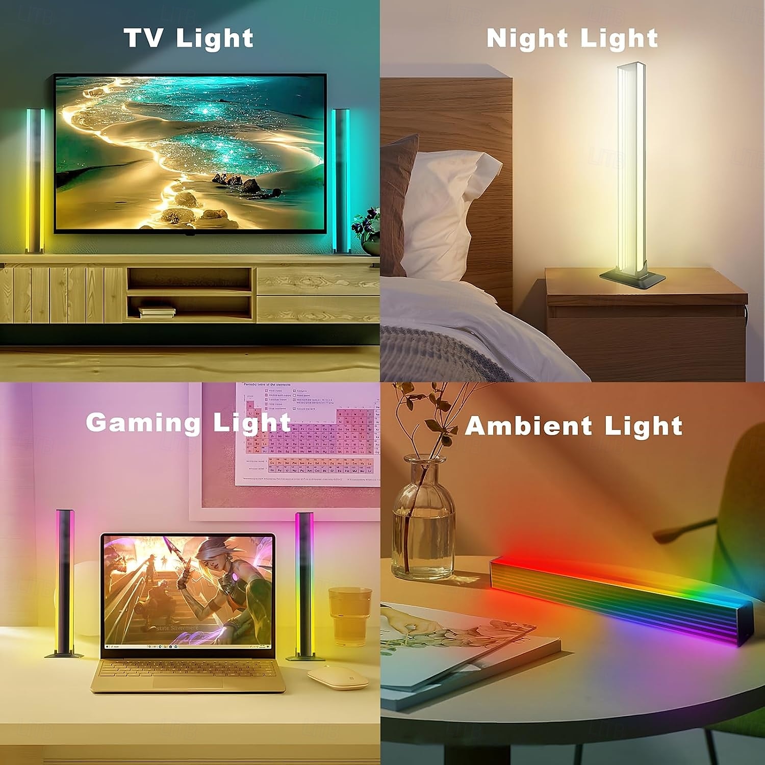 Bande lumineuse LED RVB, barres lumineuses LED RVB IC synchronisées avec la musique, éclairage d'ambiance alimenté par USB, rétroéclairage de télévision de jeu à changement de couleur avec de 2025 ? $31.99 –P6