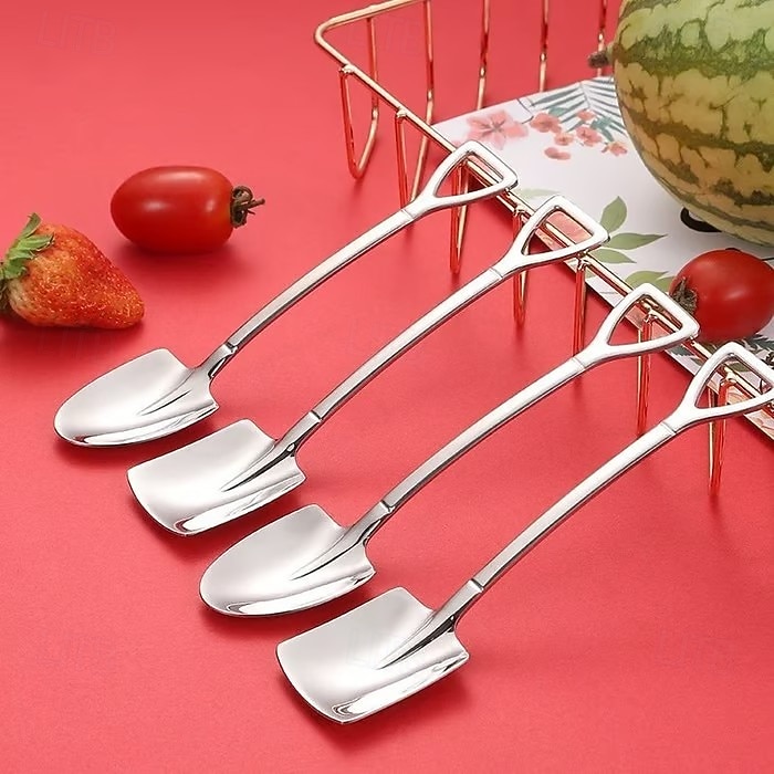 4 cucchiai a pala in acciaio inossidabile, mini cucchiaini da dessert a pala creativi e carini, stoviglie in acciaio inossidabile per la casa per anguria, gelato, coppie del 2025 a $8.99 –P1