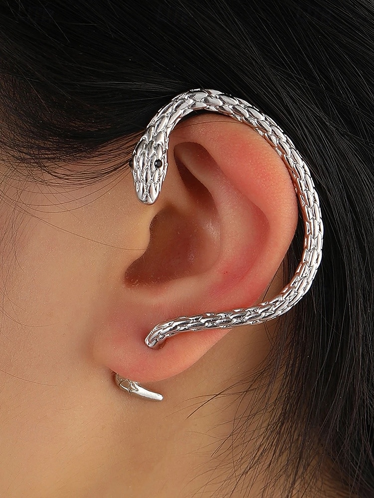 Naisten halloween-käärmekorvakorut – goottilainen käärmekorvakoru, jossa vihreät kristallisilmät, punk-tyyliset korut naamiaisiin ja cosplayhin 2026 - $5.99 –P1