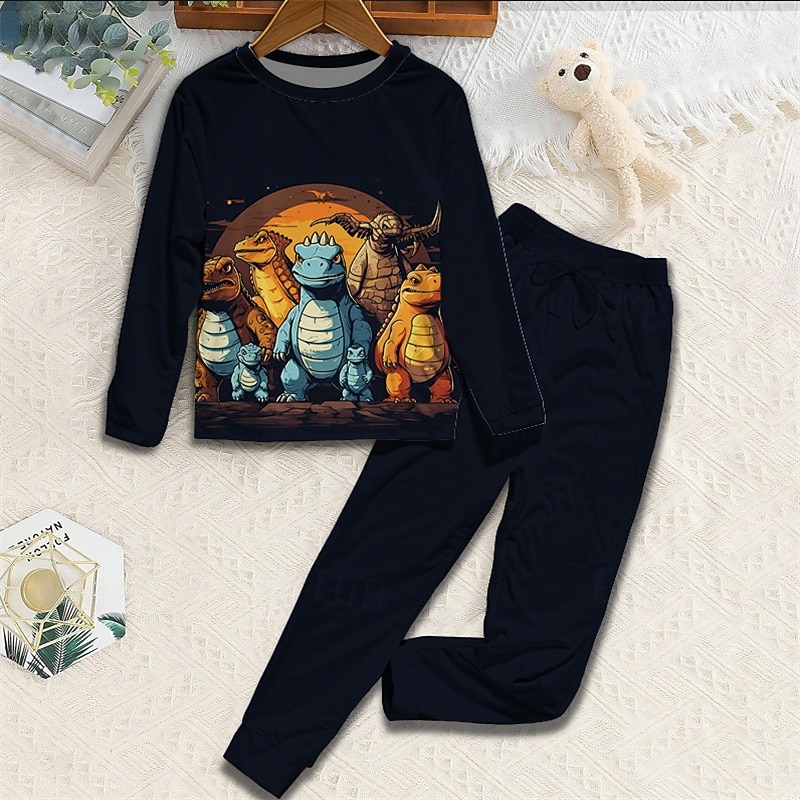 Para Meninos 3D Dinossauro Conjuntos de pijama Conjuntos de pijama com camiseta e calça Manga Longa Impressão 3D Outono Inverno Ativo Básico Infantil 4 anos + Gola Redonda Casa Diário Normal de 2025 por $16.99 –P9