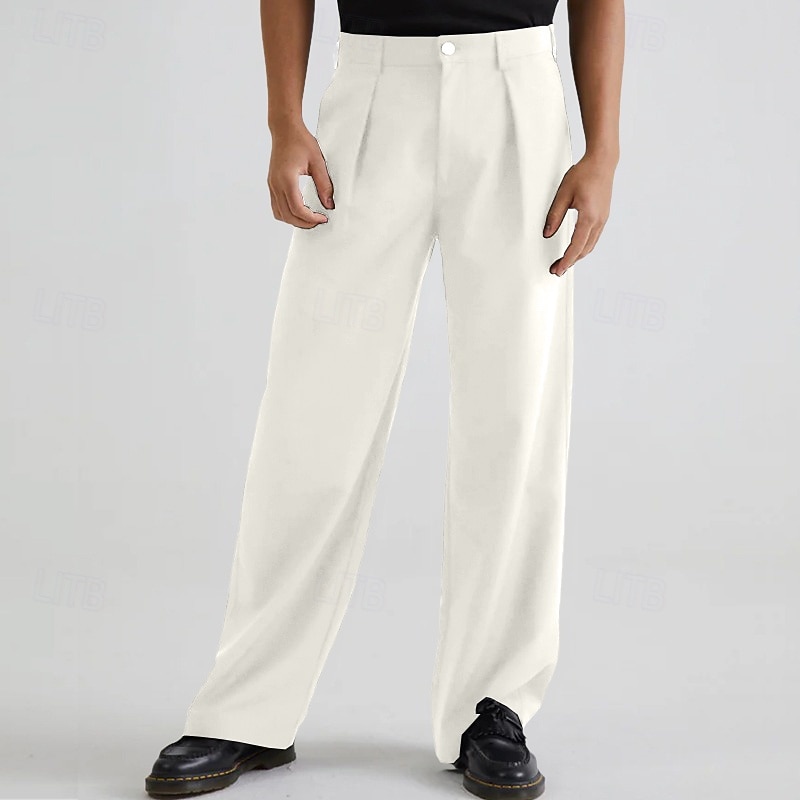 Herren Anzughose Hose Fronttasche Gerader Schnitt Einfach Komfort Atmungsaktiv Volle Länge Formell Hochzeit Geschäft Mode Klassicher Stil Lässiger Schnitt Schwarz Weiß Unelastisch 2025 - $29.99 –P5