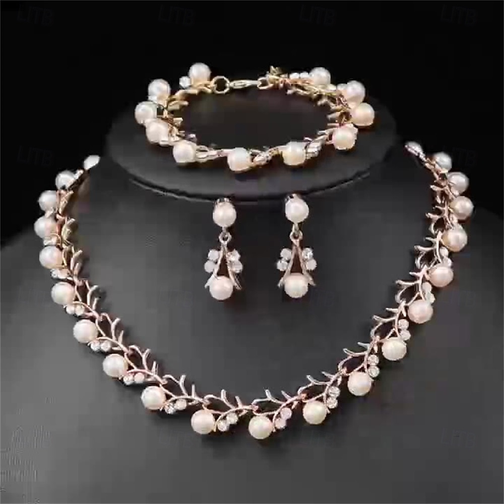Parure de bijoux 3 Perle Perle Chrome 1 Collier Boucles d'oreilles Collier Femmes Élégant ancien Mode Le style rétro Classique Fleur Parure de Bijoux Pour Mariage Soirée robe demoiselle d honneur de 2025 ? $13.99 –P9