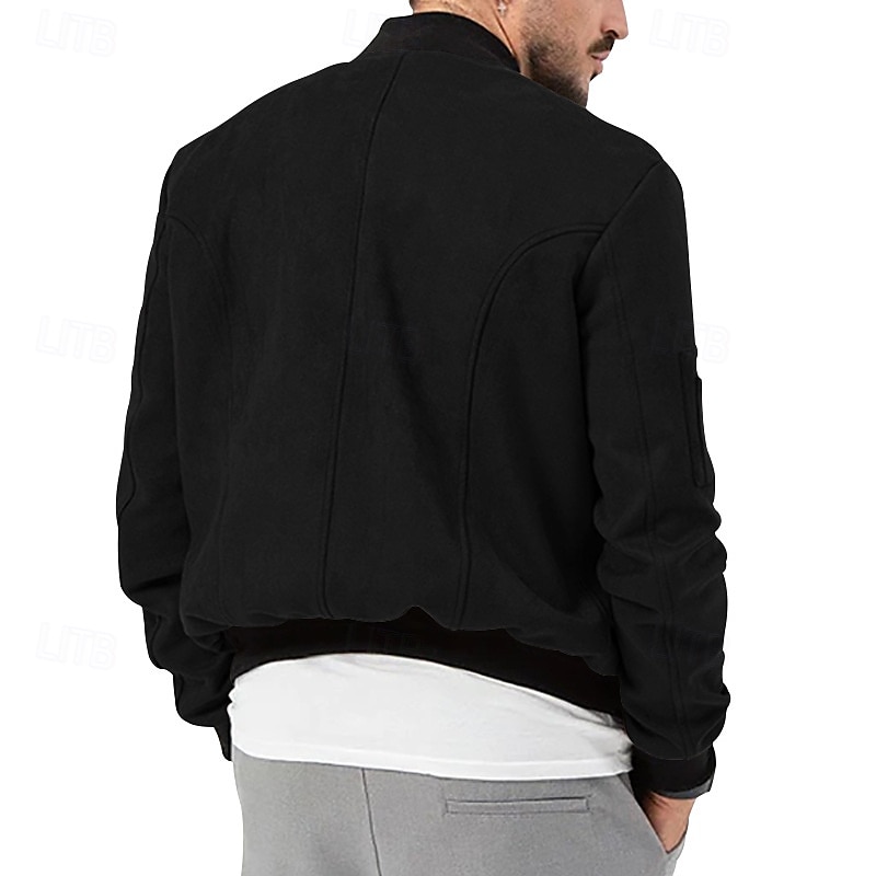 Per uomo Giubbotto bomber Giacca Casual Giacca in camoscio Vacanza Quotidiano Caldo Tasca Autunno Inverno Semplice Moda Classico Collo alla coreana Regolare Nero Rosso Blu marino Marrone Verde Giacca del 2025 a $36.99 –P13