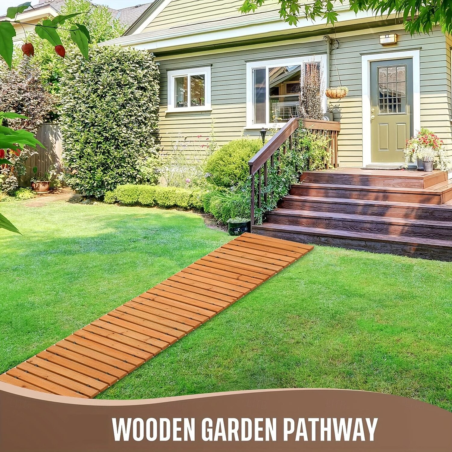 2025年 木製ガーデンパスウェイ1個 - 8フィート、滑り止め、手作り、屋外パティオ、庭園、庭、ビーチの遊歩道、結婚式用の装飾的な歩道。 &パーティー、クリスマス、感謝祭、バレンタインデー  コレクション – $92.99 –P7