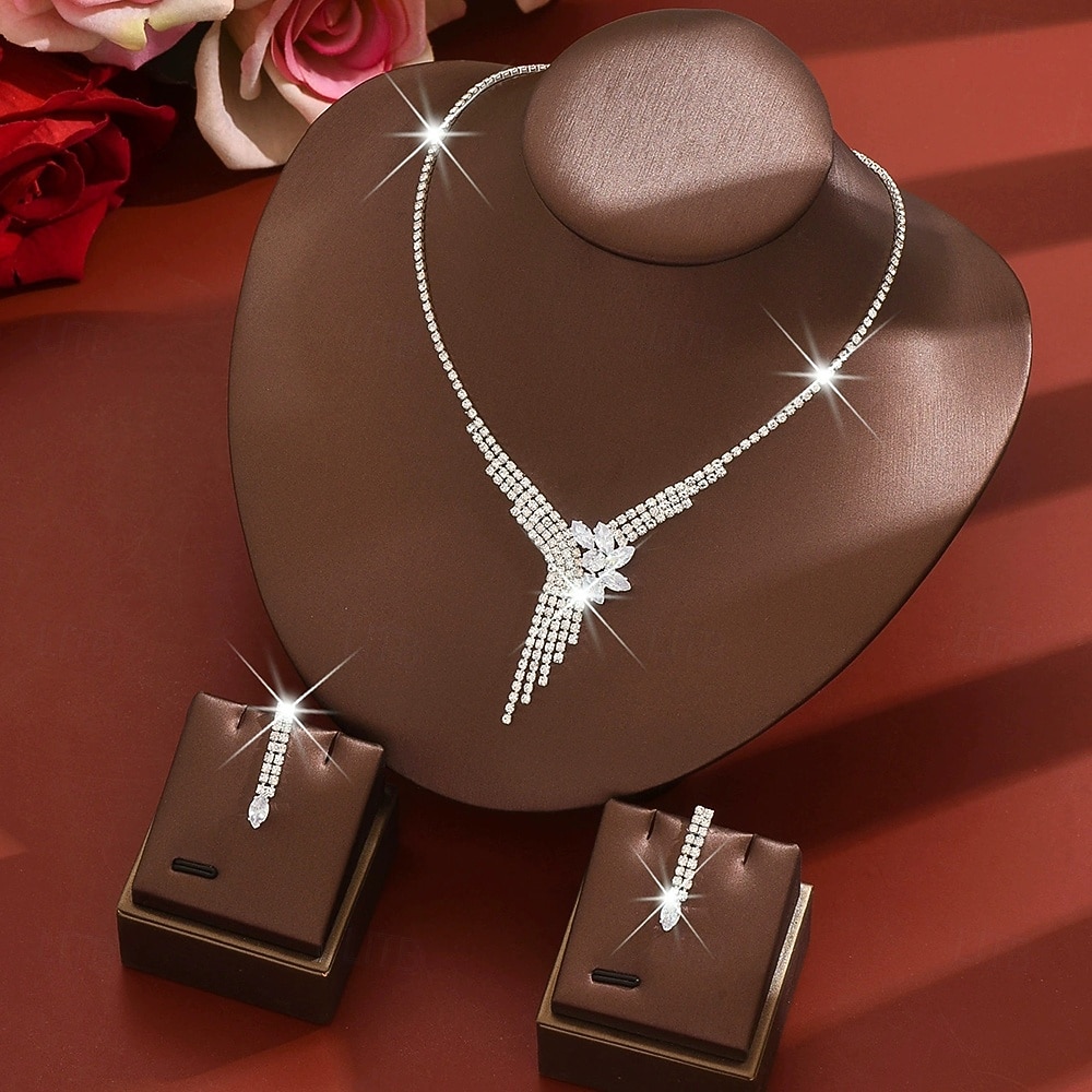 Korusetti 3kpl Tekojalokivi Metalliseos Korvakorut Kaulakorut Naisten Tyylikäs Vintage siro Geometrinen Geometrinen Korusetti Käyttötarkoitus Häät Juhla Häävieras 2026 - $27.99 –P5