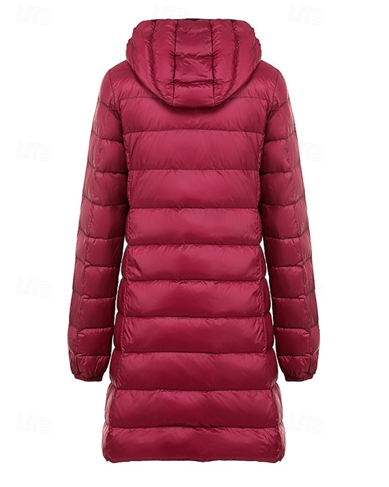 Femmes Doudoune Manteau Chaud Confortable Fermeture éclair Avec Poches Mode Uni Fête Décontracté Quotidien Week-end Fermeture éclair Long À capuche Coupe régulière manche longue Vêtements d'extérieur de 2025 ? $42.99 –P8