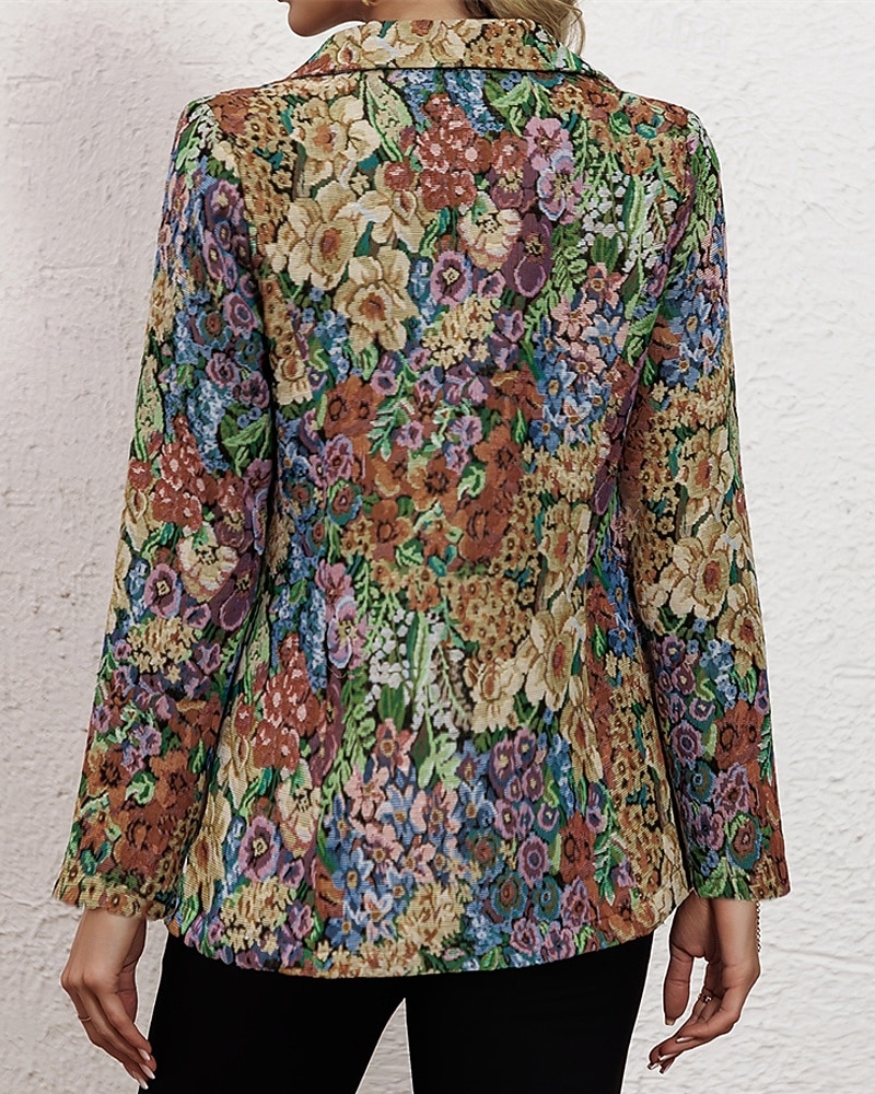 Mujer chaqueta Cómodo Bolsillo Estampado Elegante Moda Exterior Flor Noche Casual Diario Fin de semana Cardigan Regular Diseño Ajuste regular Manga Larga Ropa de calle Amarillo Primavera Otoño 2026 - $46.99 –P5