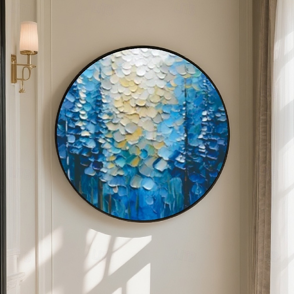 Pintura a óleo feita à mão em moldura 3D, paisagem de floresta encantada com tons vibrantes de gradiente, texturas ricas, técnicas de impasto espessas e pinceladas detalhadas em moldura redonda, de 2025 por $139.99 –P2