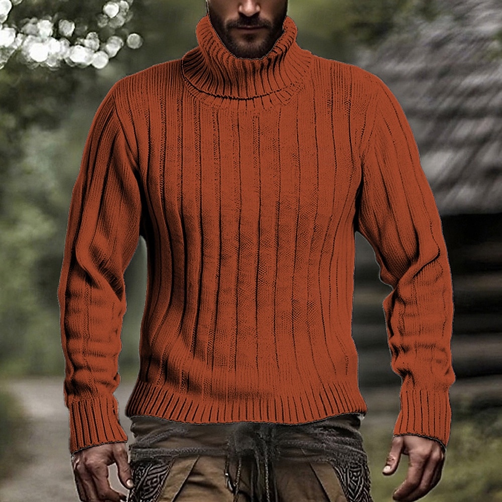 Herren Pullover Strickpullover Gerippt Stricken Normale Oberteile Gestrickt Einfach Rollkragen Mode Basic Urlaub Alltagskleidung Bekleidung Herbst Winter Schwarz Weiß M L XL 2025 - $29.99 –P2