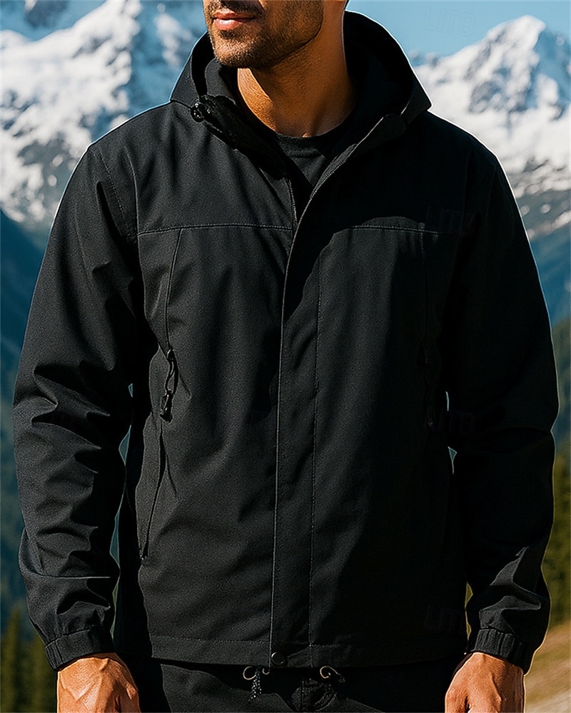 Men's Softshell Jacket Hiking Jacket Hardshell Jacket Outdoor Waterproof Windproof Hiking Outfits Hiking Clothes Spring Autumn / Fall Jacket Hunting Climbing Running Patchwork Black Ivory Army Green 2025 - $25.99 –P5