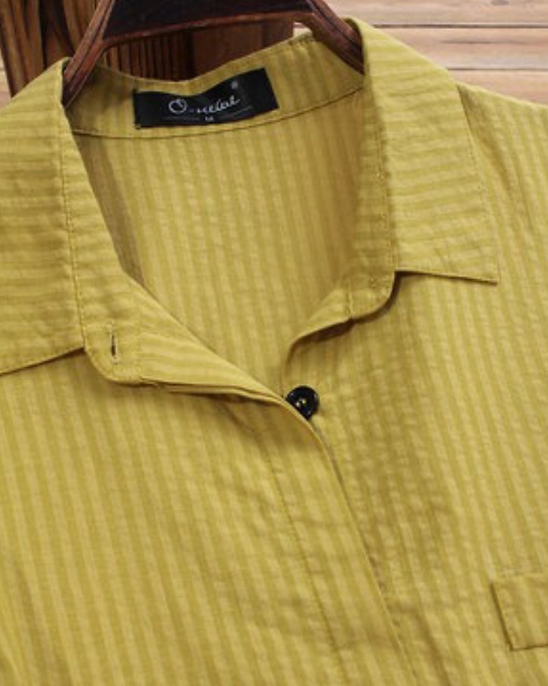 Femmes Chemise Chemisier Rayé Moderne Occasionnel manche longue Col de chemise Hauts Réguliers Quotidien Fête Sortir Boutons Jaune Vert Automne de 2025 ? $25.99 –P5