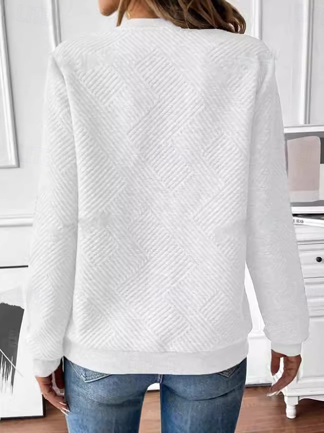 Dame Teksturert genser Pullover عادي Gatemote Fritid Behagelig Langermet V-hals Vanlige topper Gate Ferie Ut på byen Quarter Zip Svart Hvit Rosa Grå Høst 2025 - $26.99 –P4