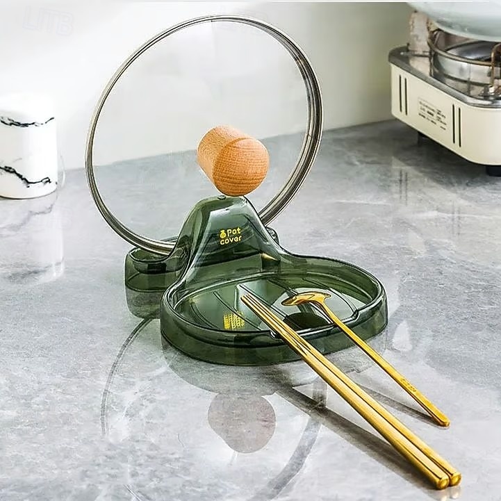 Support de spatule de cuisine multifonction, design de coquille transparente, support de couvercle de casserole, support de planche à découper, repose-cuillère, organisateur de rangement pour de 2025 ? $6.99 –P5