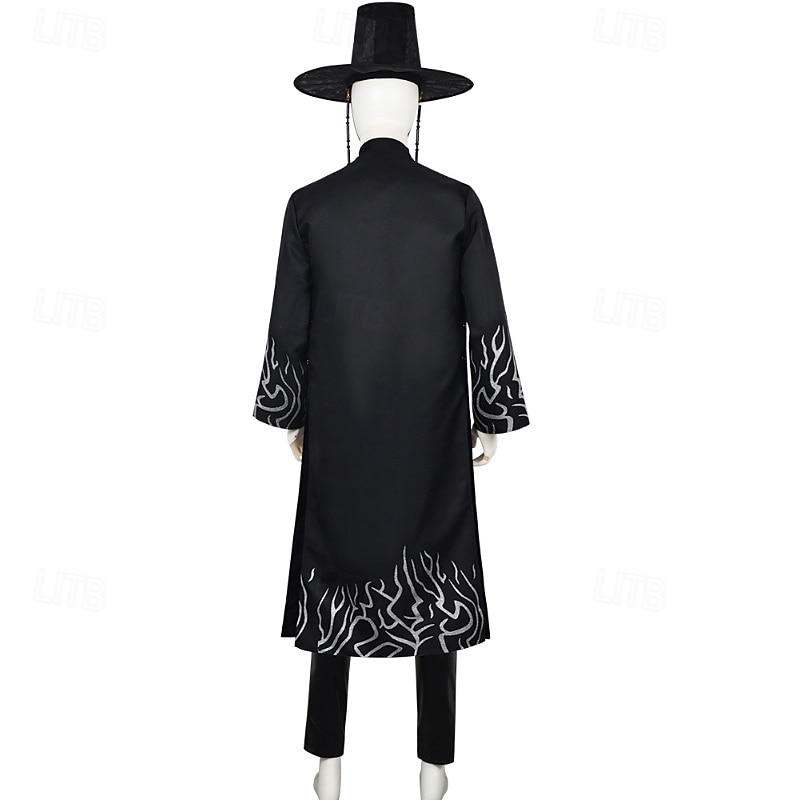 Kpop demonjägare demonpojkegrupp sajapojkar jinu saja-kostym hanbok-maskerad koreansk traditionell virtuell idolfilm cosplay för pojkars barns halloween-karnevalföreställning comic con 2025 - $98.99 –P3