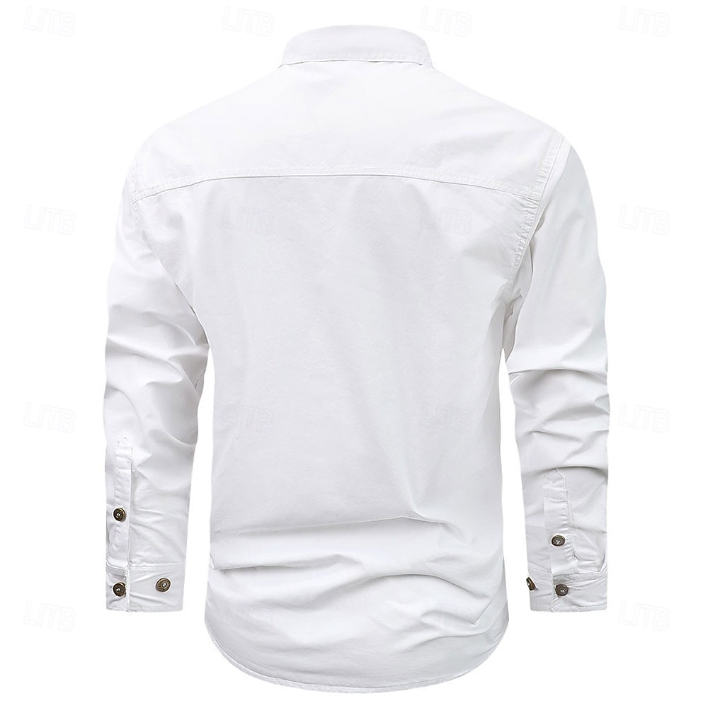 Voor heren 1776 Werkhemden Westers overhemd Cargoshirt Lange mouw Tactisch Vintage Retro Buitensporten Werk Kleding Lente Herfst Strijkijzer Twee zakken aan de voorkant Overhemden met knoopjes Zwart 2026 - $29.99 –P6