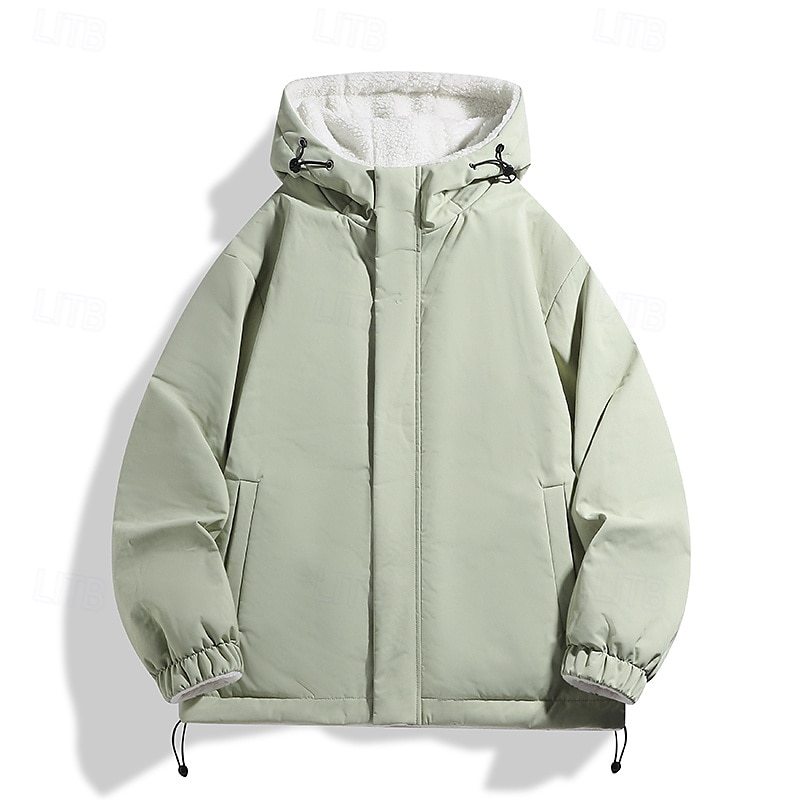 Homens Casaco de lã Jaqueta casual Ao ar livre Férias Quente Zíper Bolsos Outono Inverno Tecido Moda Roupa de rua Colarinho Clerical Padrão Cinzento Verde Preto Tinta Azul Roxo Café Casaco de 2025 por $63.99 –P2