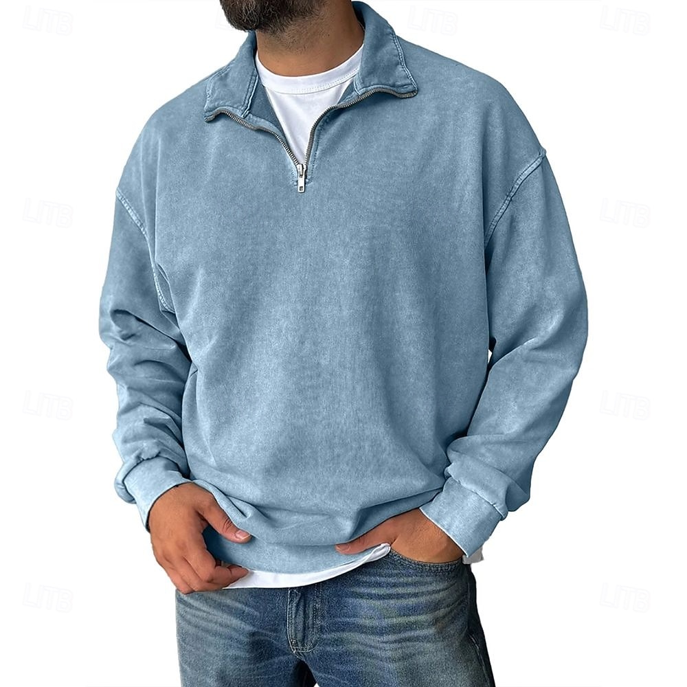 Herren Sweatshirt Viertelreißverschluss Sweatshirt Schwarz Wein Armeegrün Marineblau Purpur Halber Reißverschluss Einfach Halber Reißverschluss Täglich Ferien Ausgehen Polyester Vintage Streetwear 2025 - $41.99 –P7