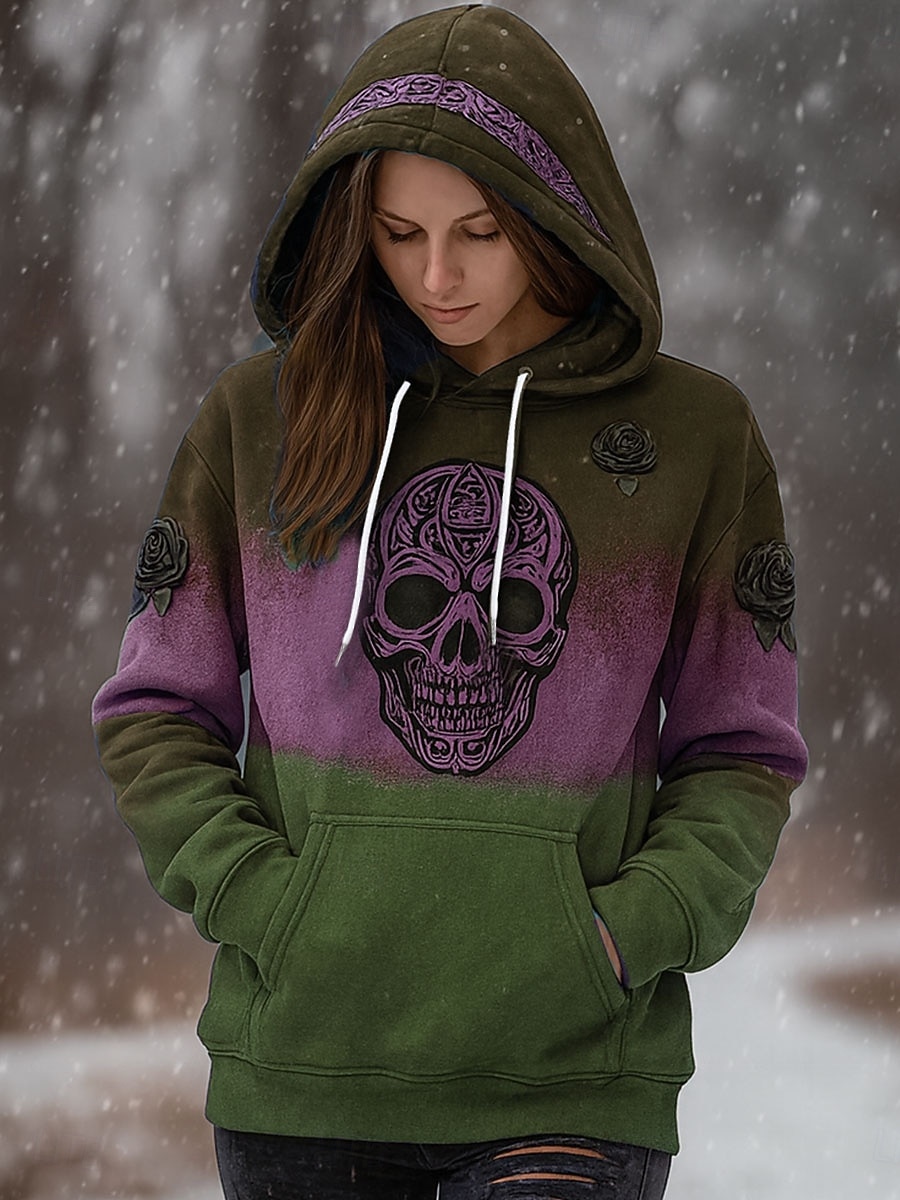 Per donna Felpa con cappuccio Grafico Teschio Casual Manica Lunga Con Cappuccio Top Regolari Abbigliamento da sera Streetwear Abbigliamento Quotidiano Blu Viola Marrone Verde Grigio Primavera Autunno del 2025 a $27.99 –P2