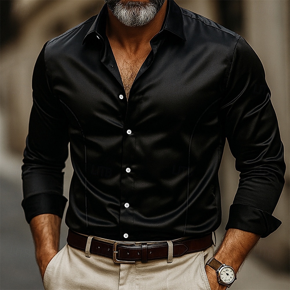 Per uomo Camicia Come la seta Camicia in raso Camicia elegante Camicia casual Camicia con Bottoni Semplice Affari Abbigliamento casual alla moda Nero Giallo Rosso Blu marino Manica Lunga Colletto del 2025 a $21.99 –P1