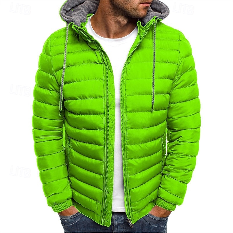 Herr Vinterkappa Pufferjacka Vadderad jacka Ficka Polyester Semester Dagliga kläder Datum Normal Mode Ledigt Bekväm Håller värmen Vinter Enfärgad / vanlig färg Svart Röd Marinblå Blå Pufferjacka 2025 - $29.99 –P5