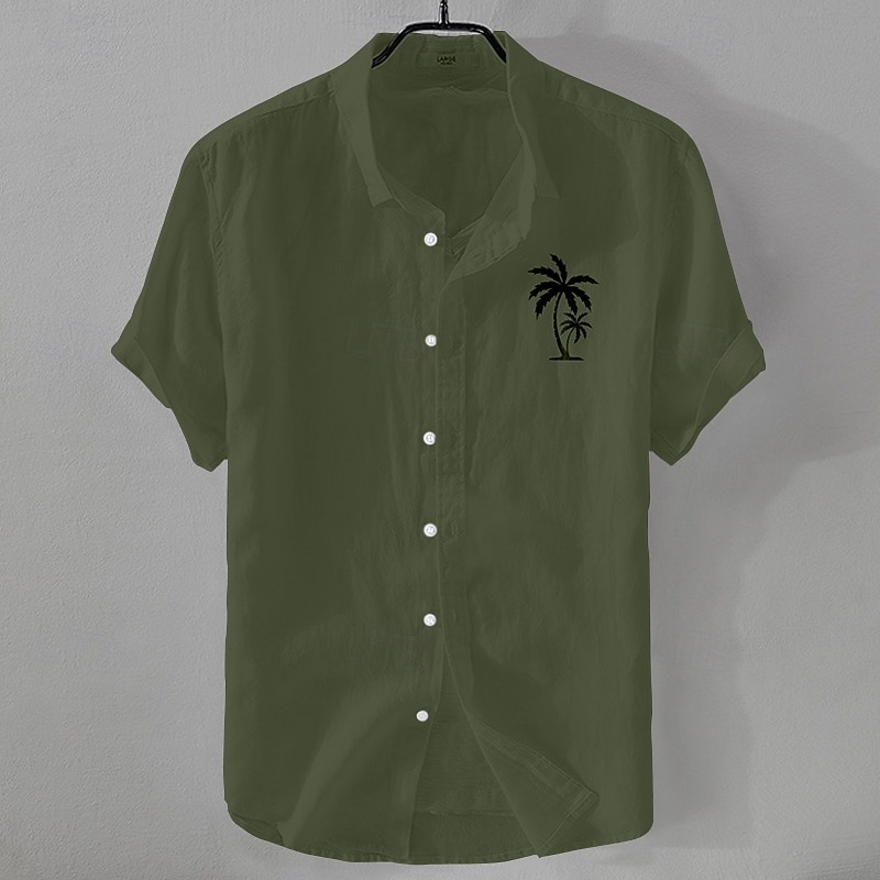 Homme Chemise en lin Chemise Aloha minimaliste Chemise Décontractée Chemise en coton et lin Chemise Boutonnée Cocotier Vacances Rue Noir Blanche Rose dragée Marine foncé Manche Courte Revers Été de 2025 ? $18.99 –P8