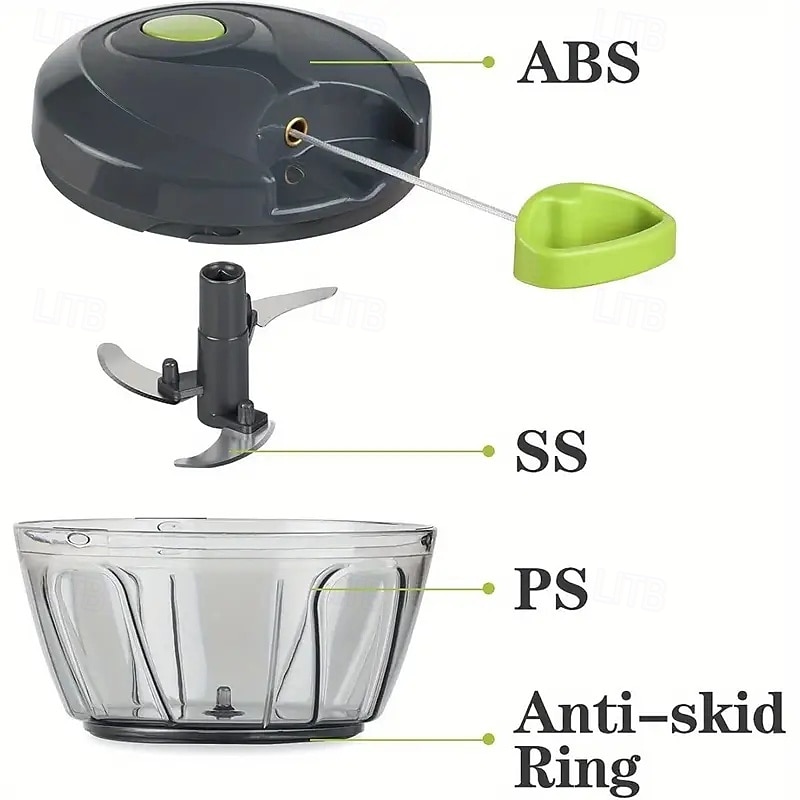 robot da cucina manuale, tritatutto per verdure con lame in acciaio inox, tritatutto portatile a mano con filo, taglia-aglio, taglia-cipolla per verdure, zenzero, frutta, noci, erbe aromatiche del 2025 a $15.99 –P9