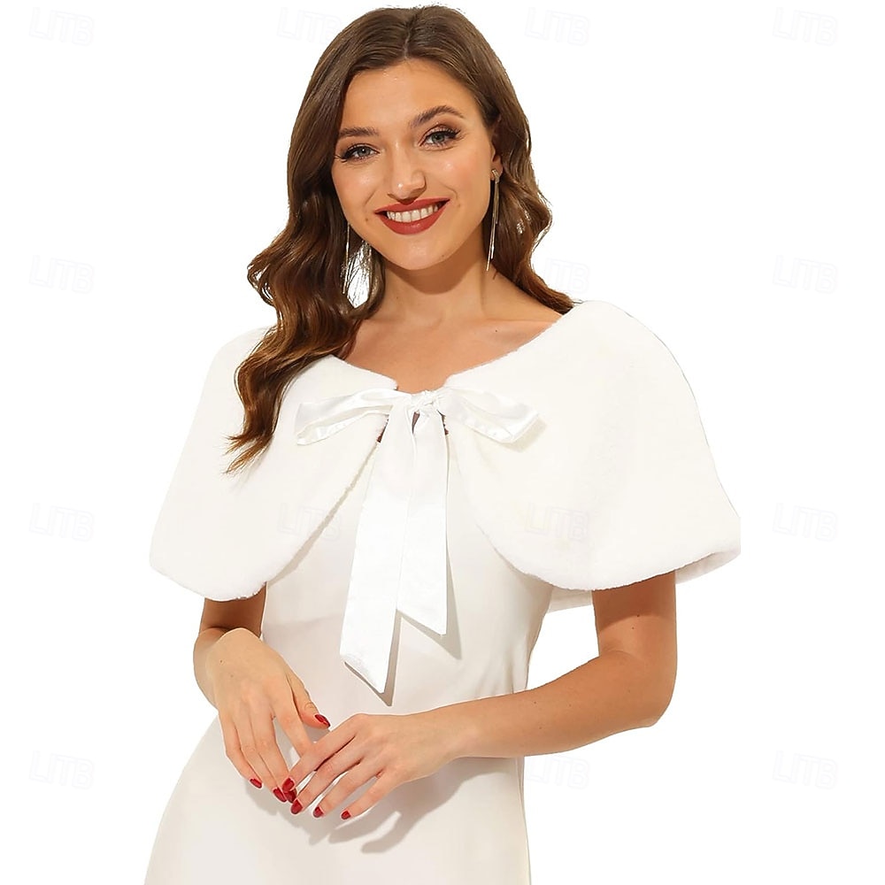 Damenumhang Elegant warm halten Ärmellos Kunstpelz Hochzeit Schals Mit Unifarbe Für Hochzeit Herbst Winter 2026 - $17.49 –P6