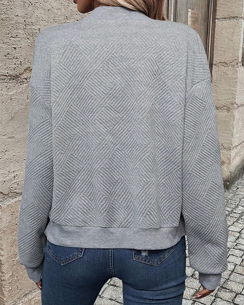 Damen Freizeitjacke Strukturierte Jacken Bequem Reißverschluss Mode Modern Lässig Einfach Ausgehen Wochenende Reisverschluss Regulär Stehkragen Normale Passform Langarm Oberbekleidung Schwarz Wei 2025 - $26.99 –P5