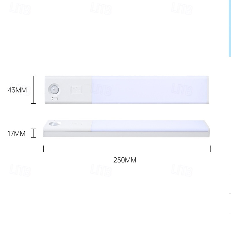 1/3 stk. PIR-bevegelsessensorlys USB-lading magnetisk lang stripe LED-skaplys hjemmegarderobe vinskap skoskap korridor trappebelysning 2025 - $16.49 –P10