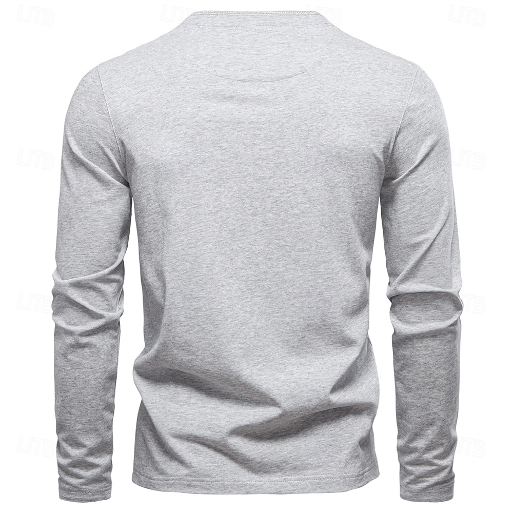 Homme Chemise en coton manche longue Couleur Pleine Frais Quotidien Occasionnel Boutons Henley École Entraînement Extérieur Toutes saisons Gris foncé Blanche Bleu T-shirt Henley de 2025 ? $32.99 –P18