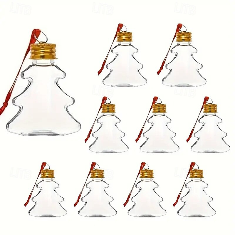 10 ks vánočních alkoholových kuliček sada plnitelných průhledných plastových vánočních ozdob na závěsné skleničky na panáky pro vánoční, domácí, sváteční, svatební, večírek a dekoraci 2025 - $11.99 –P14